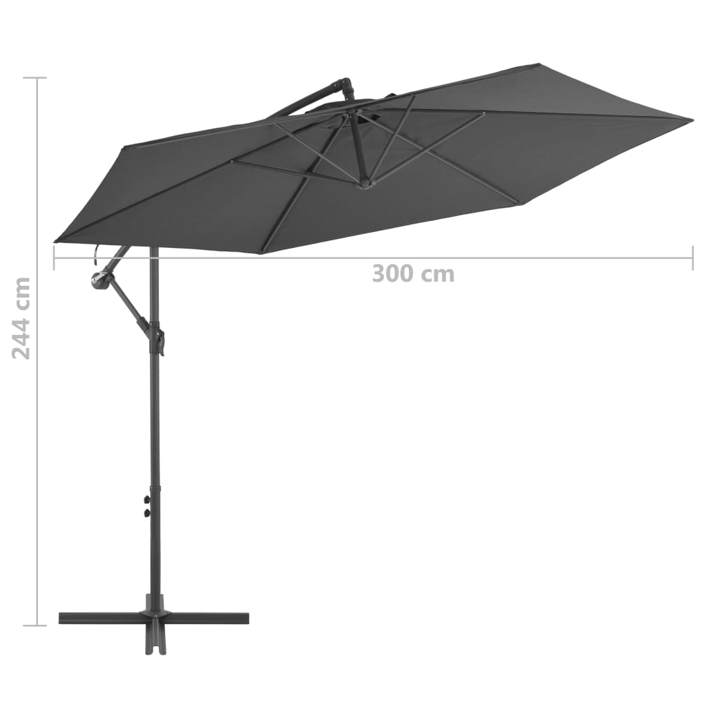 Konzolni vrtni suncobran s aluminijskim stupom 300 cm antracit