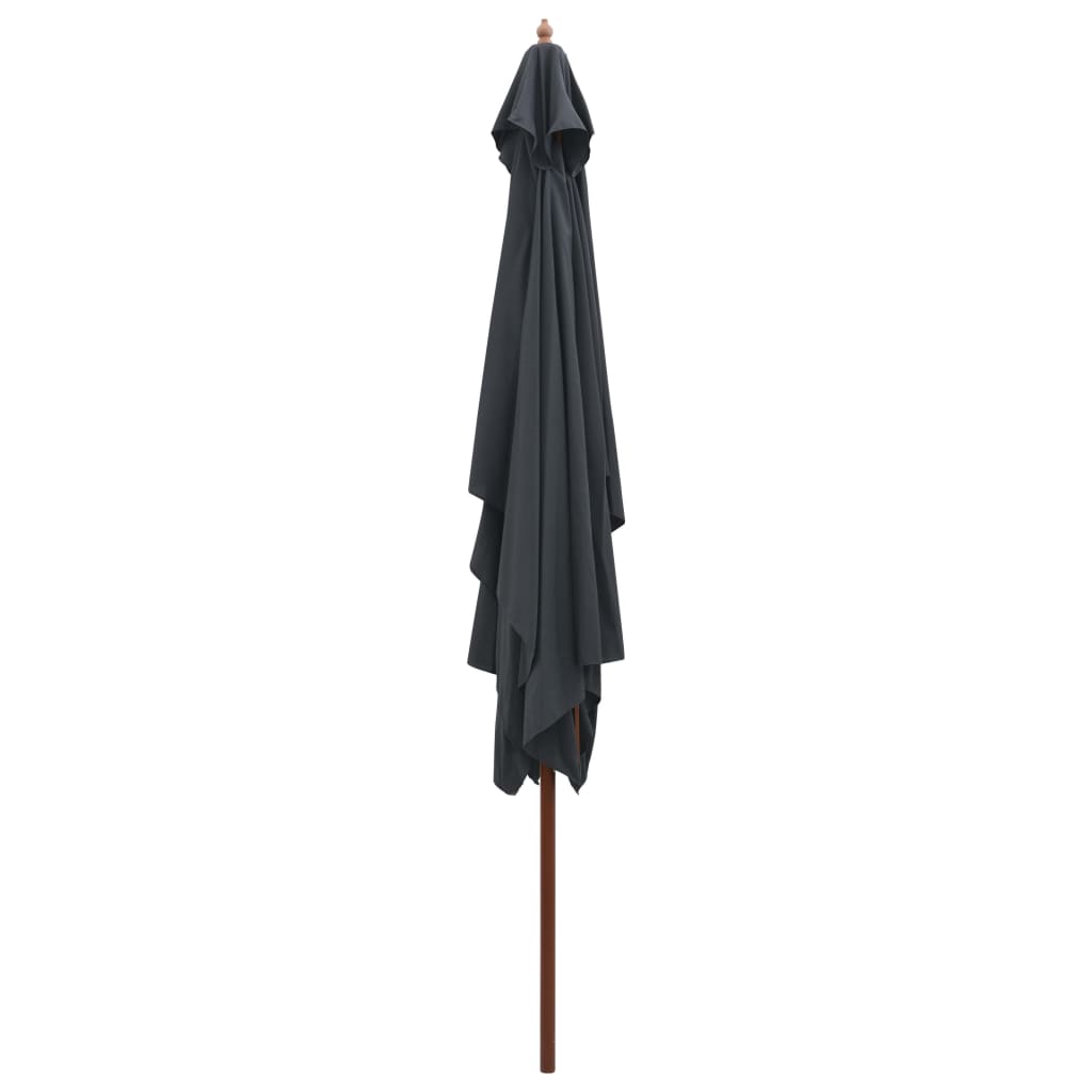 Vanjski suncobran s drvenim stupom 200 x 300 cm antracit