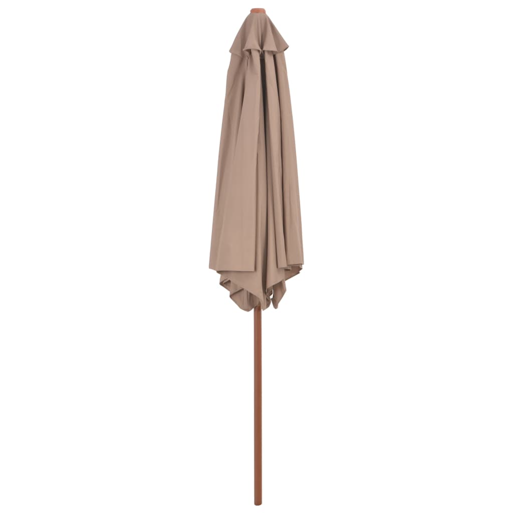 Vanjski suncobran s drvenim stupom 270 cm smeđesivi