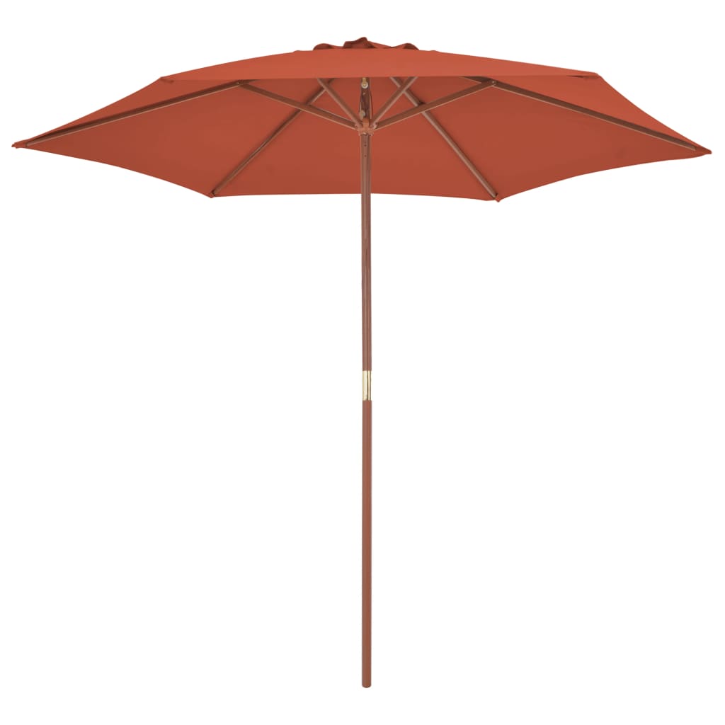 Vanjski suncobran s drvenim stupom 270 cm terakota
