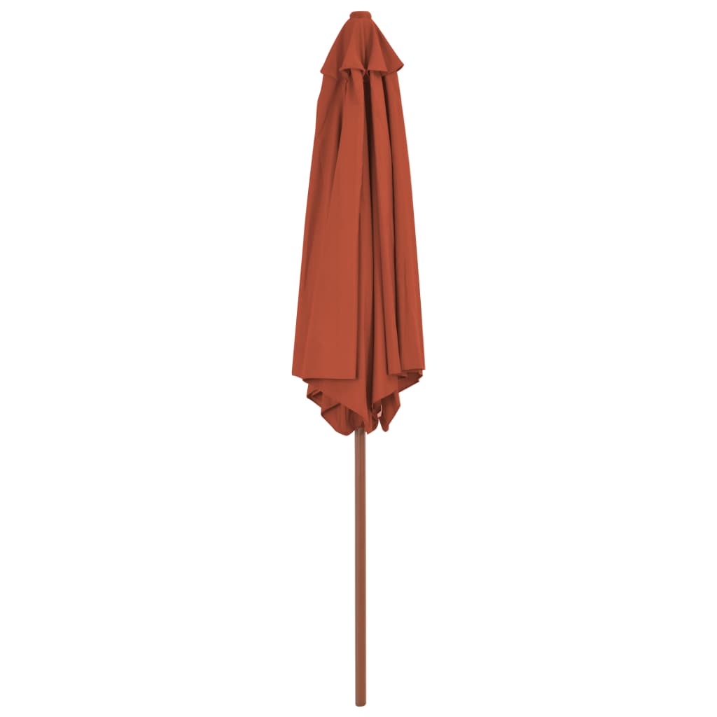 Vanjski suncobran s drvenim stupom 270 cm terakota