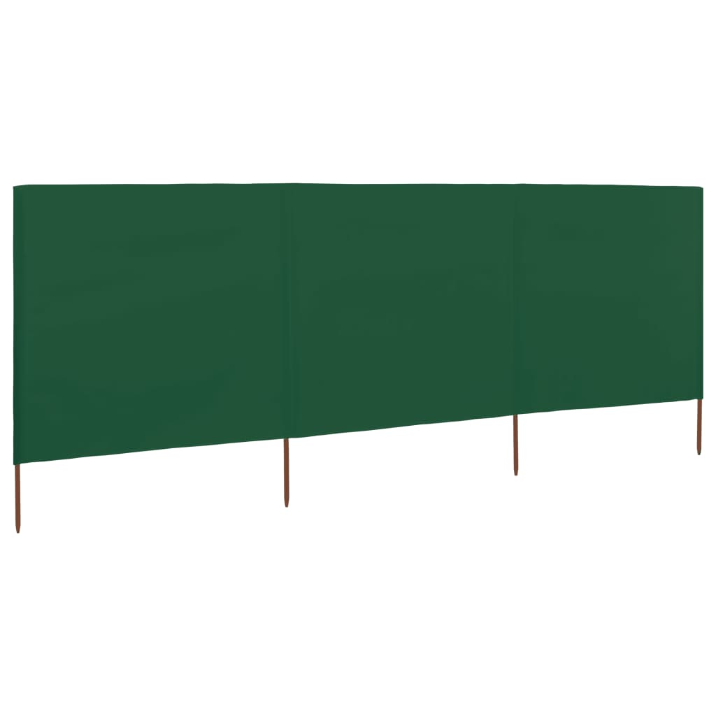 Vjetrobran s 3 panela od tkanine 400 x 120 cm zeleni