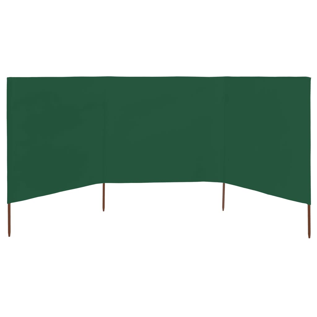 Vjetrobran s 3 panela od tkanine 400 x 120 cm zeleni