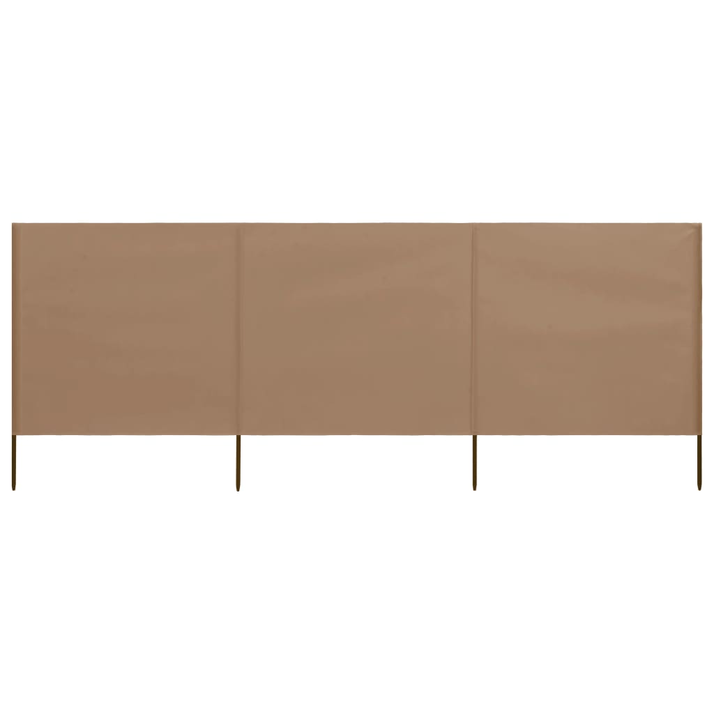 Vjetrobran s 3 panela od tkanine 400 x 120 cm bež