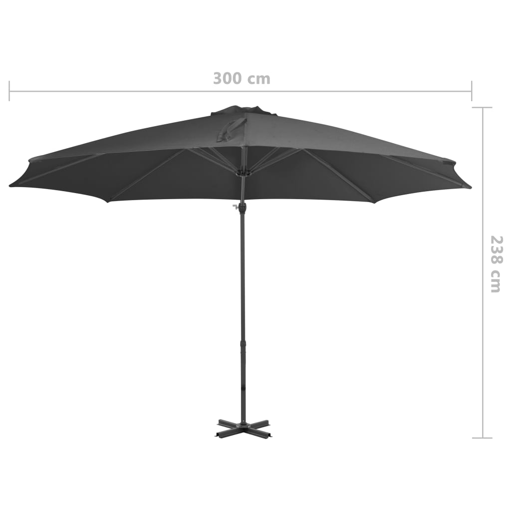 Konzolni vrtni suncobran s aluminijskim stupom 300 cm antracit