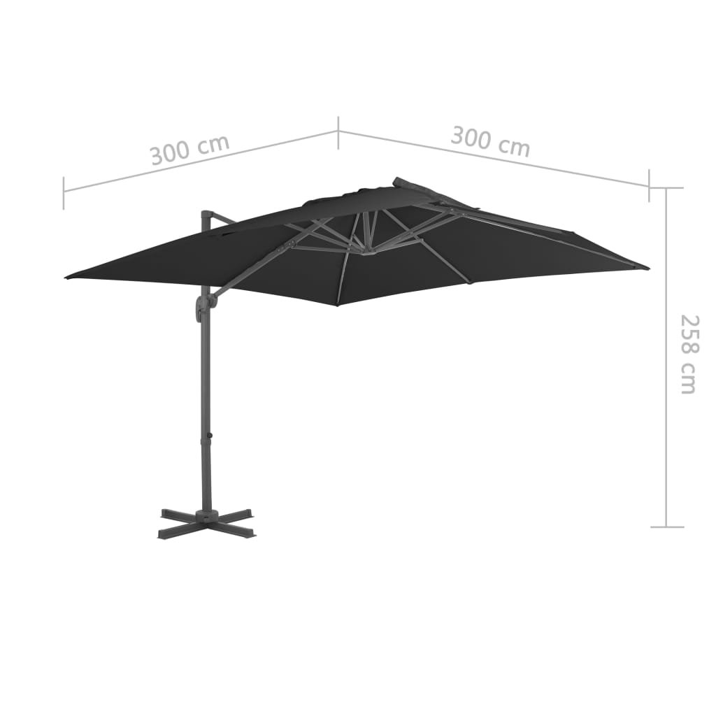 Konzolni vrtni suncobran i aluminijski stup 300x300 cm antracit