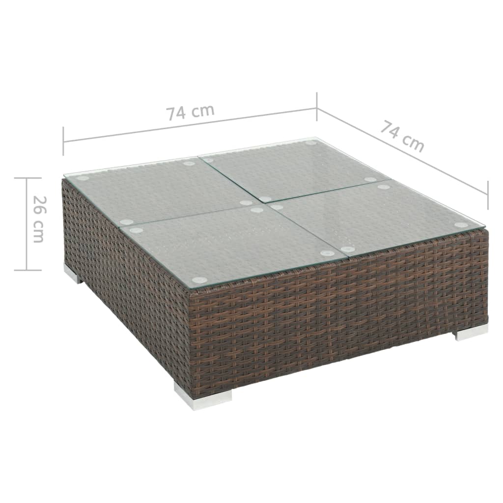 8-dijelna vrtna garnitura od poliratana s jastucima smeđa