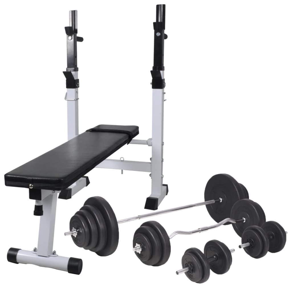 Klupa za vježbanje sa stalkom za utege i setom utega 120 kg