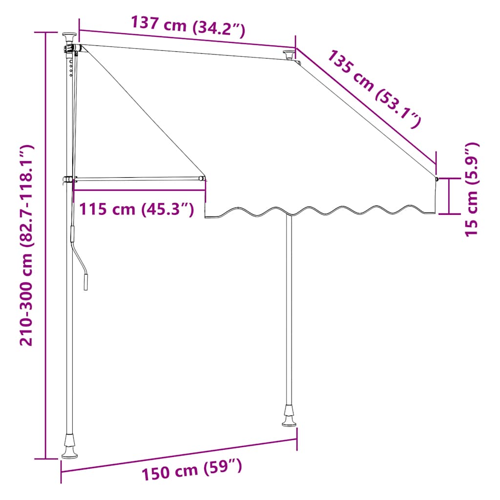 Tenda na ručno uvlačenje 150 cm antracit