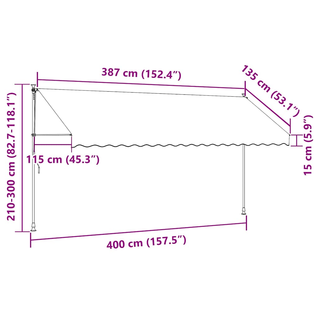Tenda na ručno uvlačenje 400 cm antracit