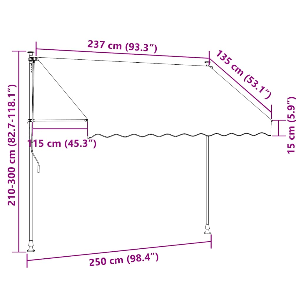 Tenda na ručno uvlačenje 250 cm krem