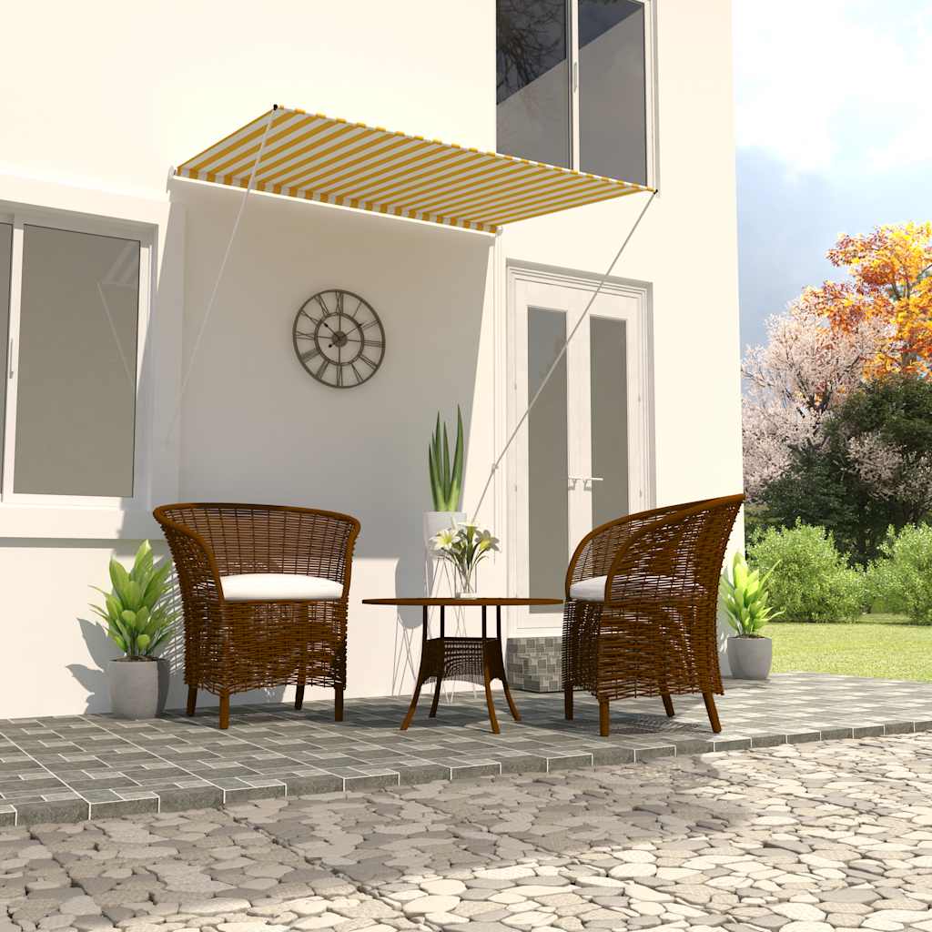 Tenda na uvlačenje 150 x 150 cm žuto-bijela