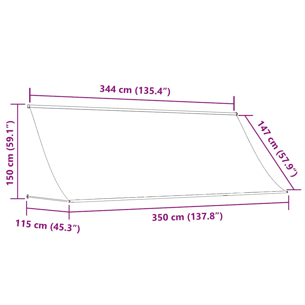 Tenda na uvlačenje 350 x 150 cm žuto-bijela