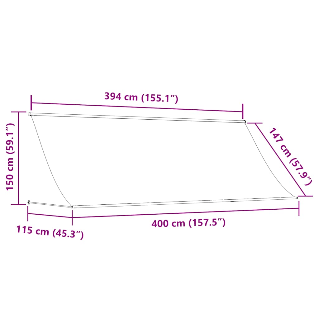 Tenda na uvlačenje 400 x 150 cm žuto-bijela