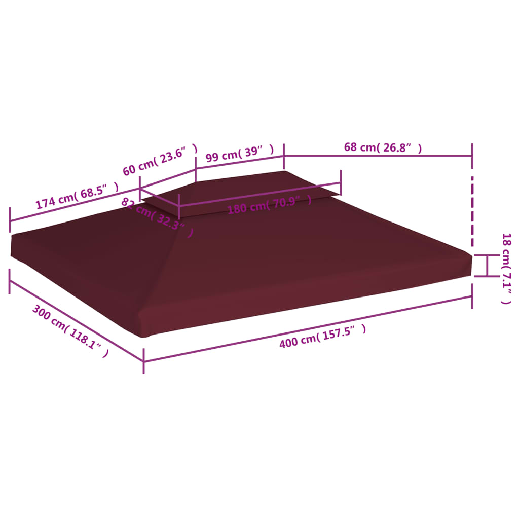 Pokrov za sjenicu s 2 razine 310 g/m² 4 x 3 m bordo