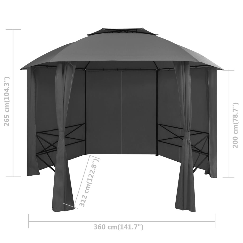 Vrtni šator sa zavjesama šesterokutni 360 x 265 cm