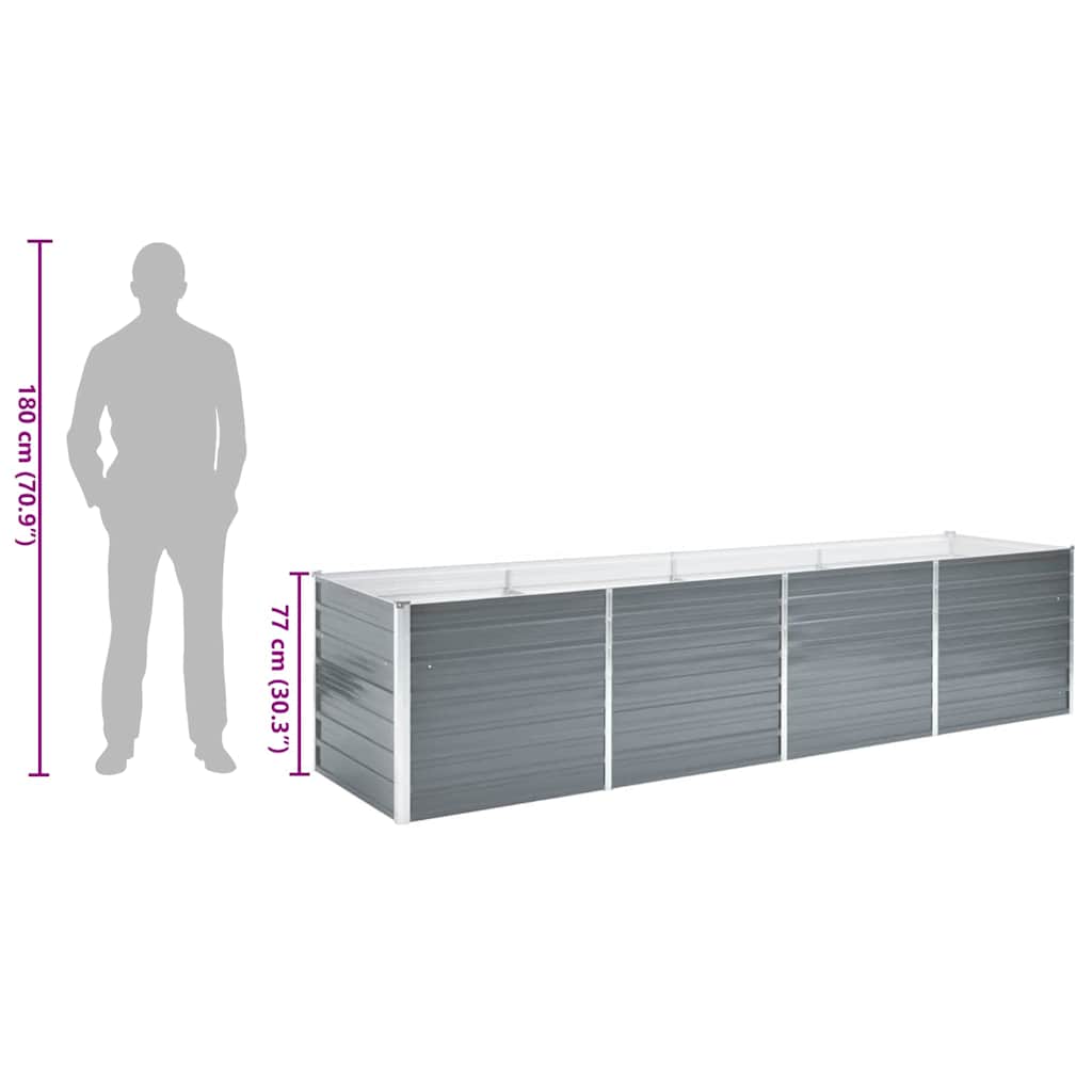 Vrtna sadilica od pocinčanog čelika 320 x 80 x 77 cm siva