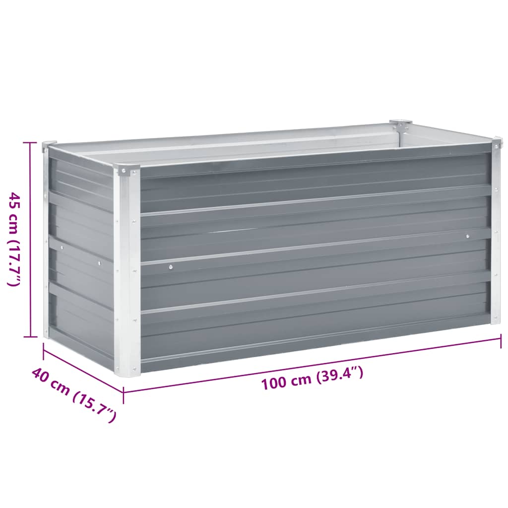 Vrtna sadilica od pocinčanog čelika 100 x 40 x 45 cm siva