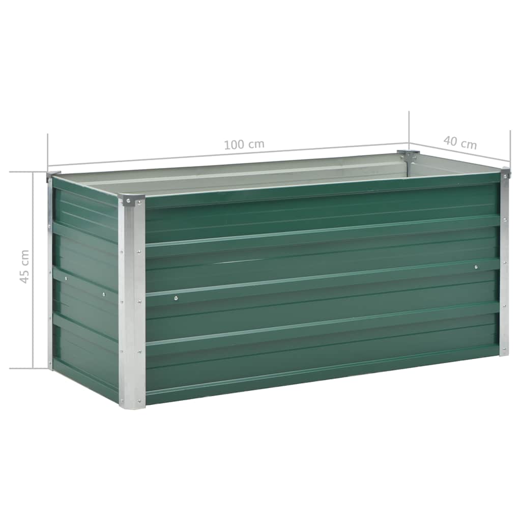 Vrtna sadilica od pocinčanog čelika 100 x 40 x 45 cm zelena
