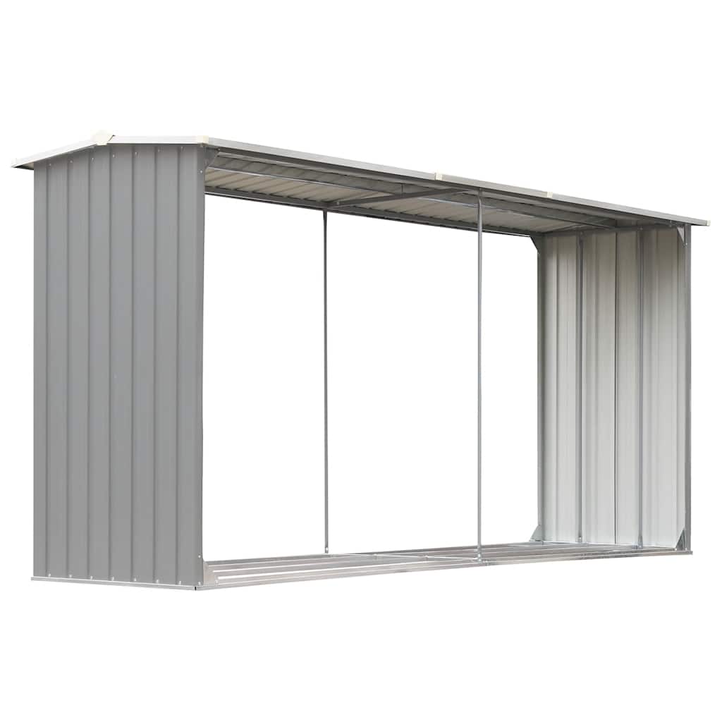 Vrtna ostava za drva od pocinčanog čelika 330x92x153 cm siva