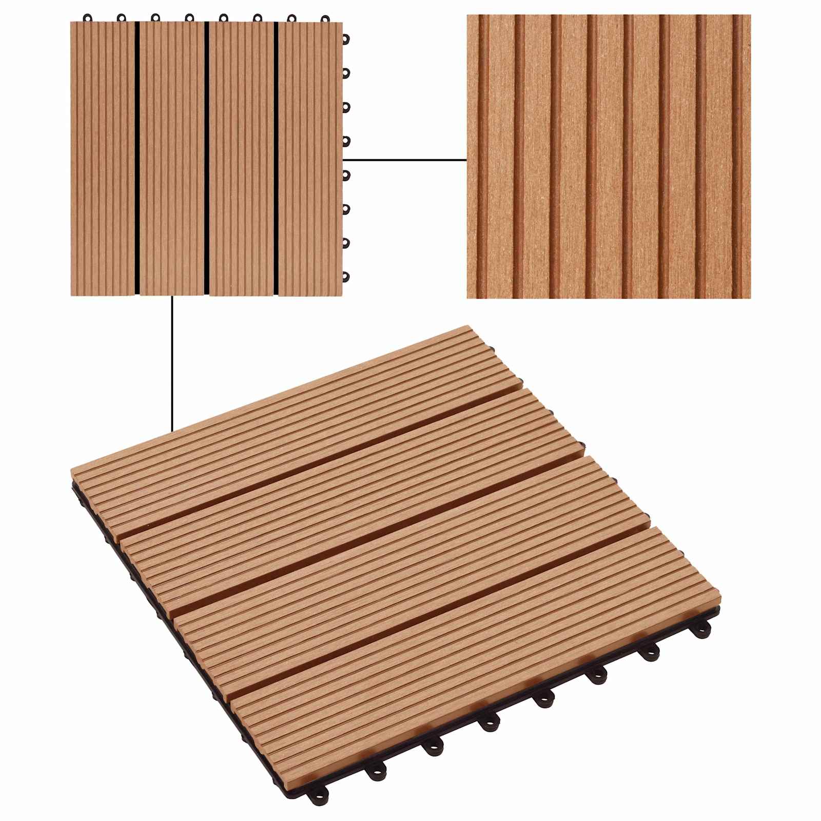 Pločice za decking 11 pcs Tikovina 30 x 30 cm