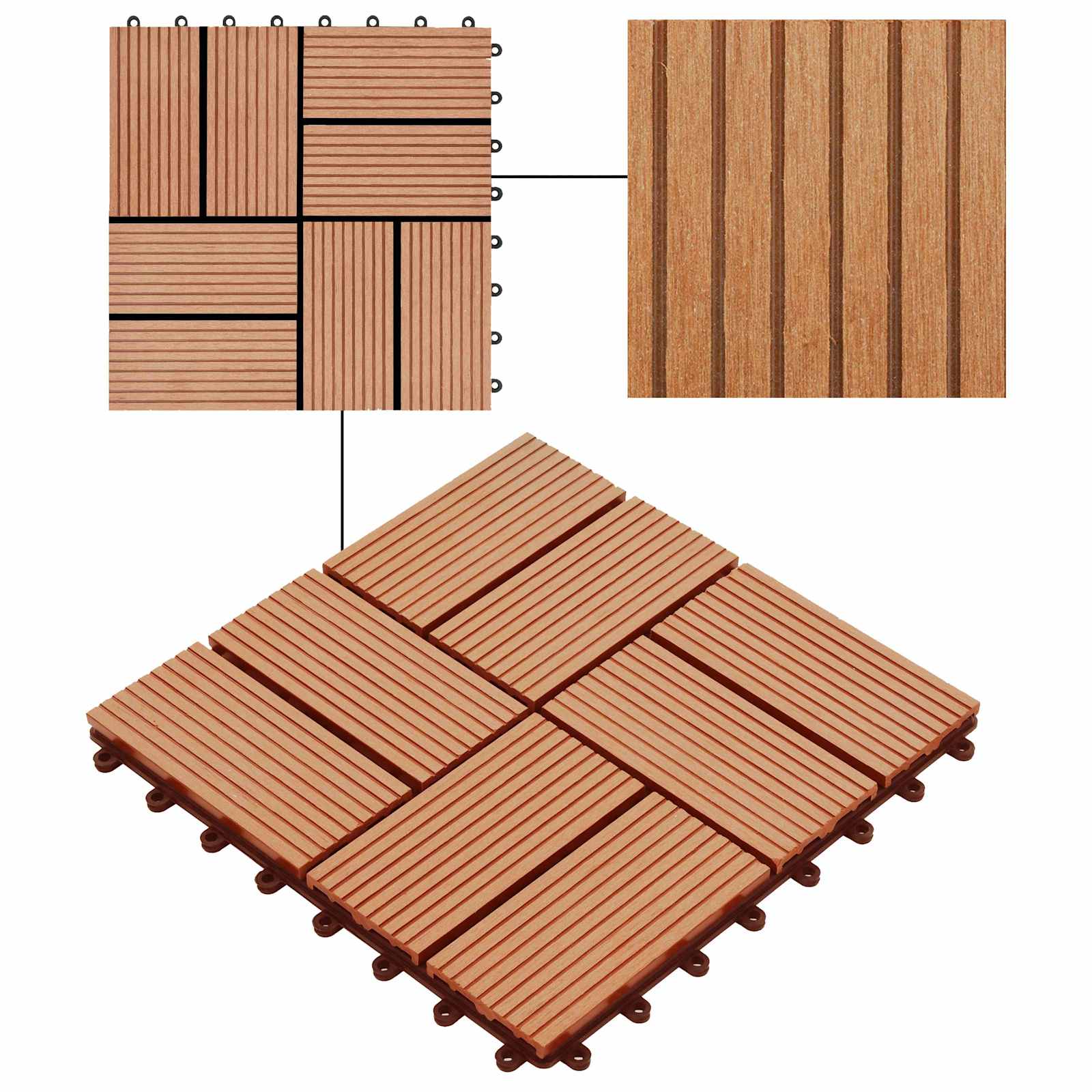Pločice za decking 11 pcs Tikovina 30 x 30 cm