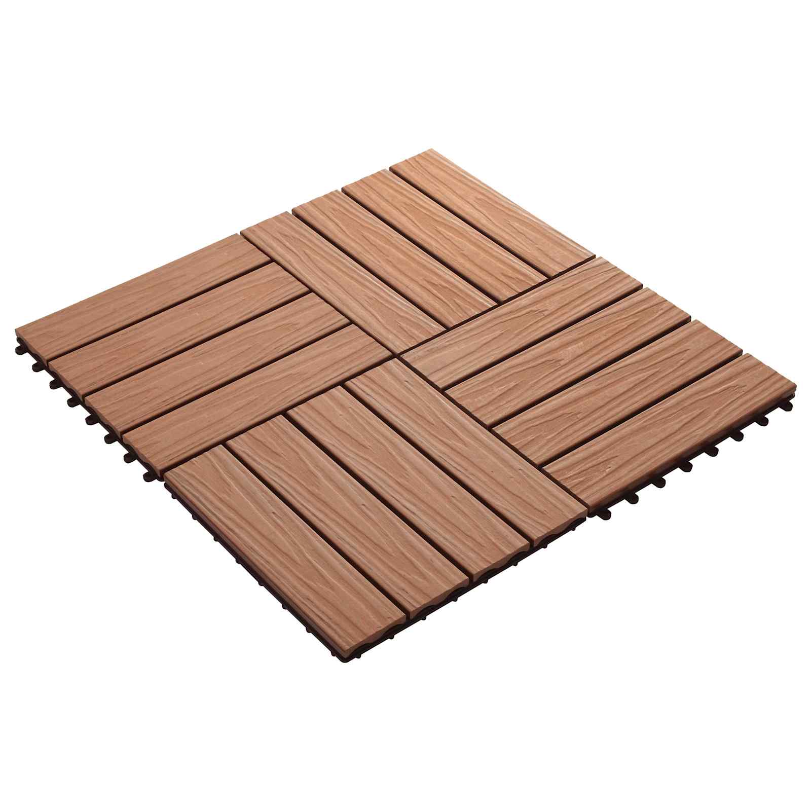 Pločice za decking 3D Dizajn 11 pcs Svijetlosmeđa 30 x 30 cm