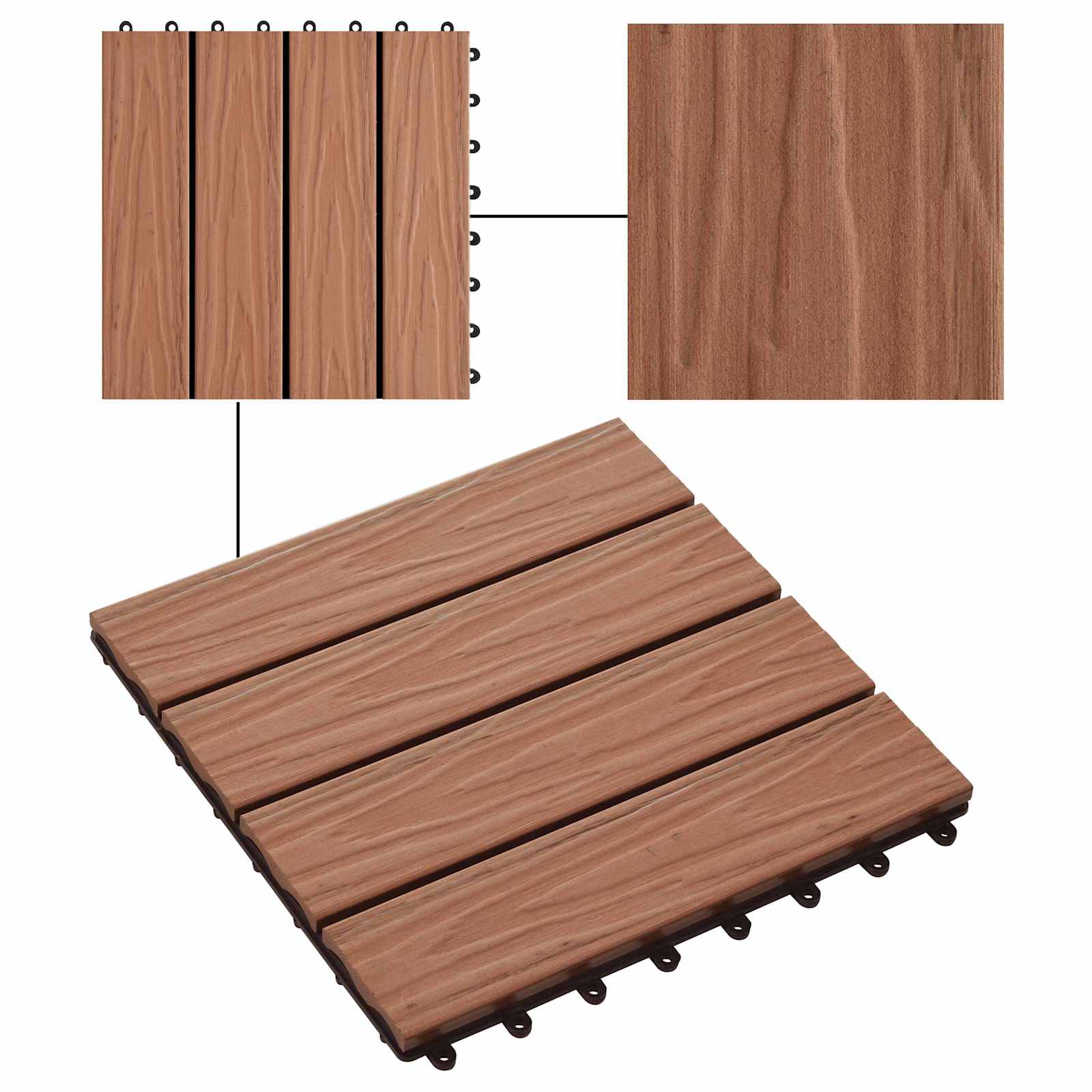 Pločice za decking 3D Dizajn 11 pcs Svijetlosmeđa 30 x 30 cm