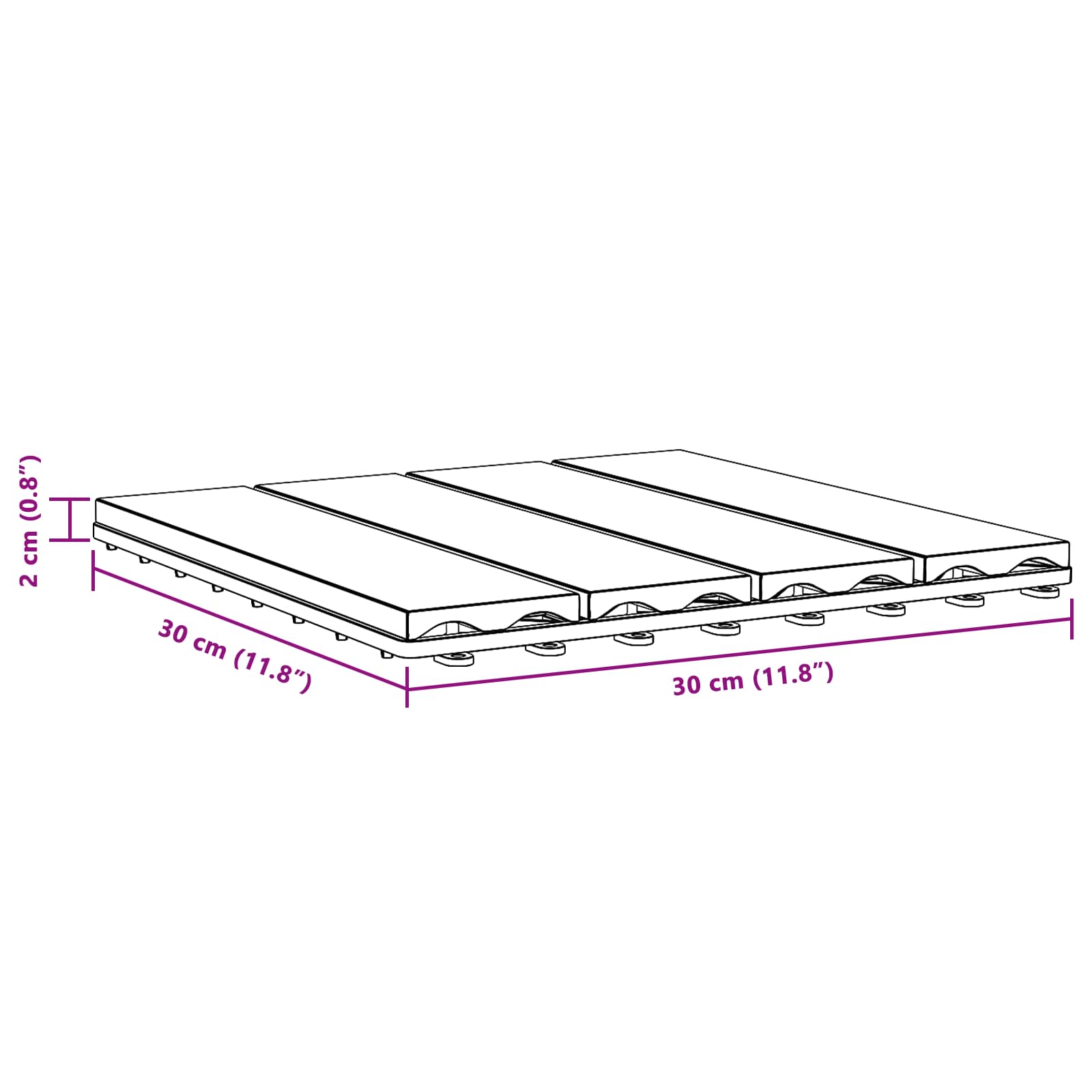 Pločice za decking 3D Dizajn 11 pcs Svijetlosmeđa 30 x 30 cm