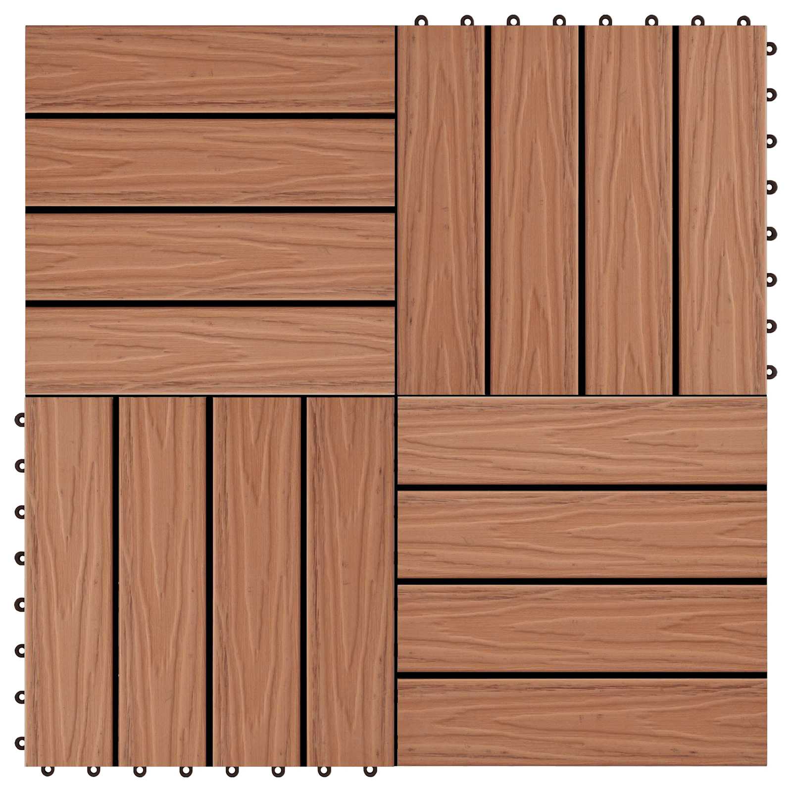 Pločice za decking 3D Dizajn 11 pcs Svijetlosmeđa 30 x 30 cm