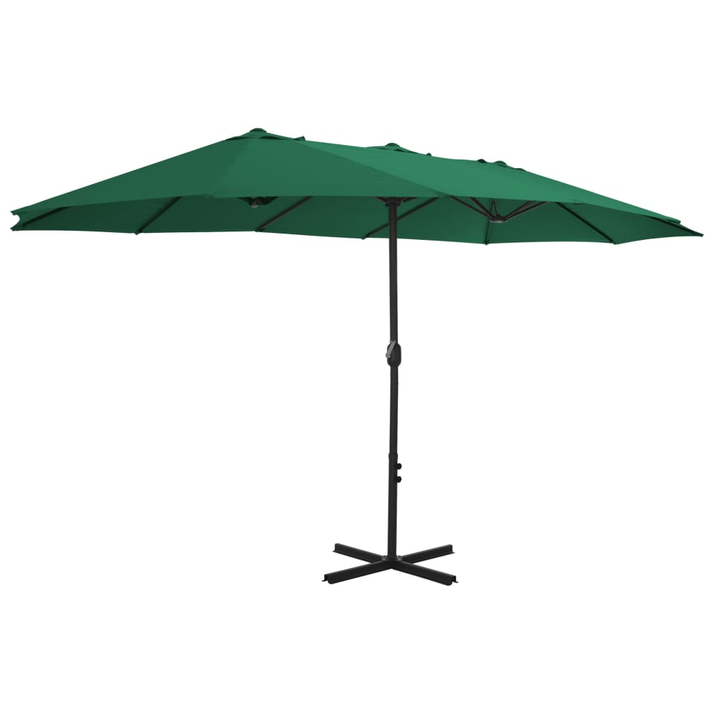 Vanjski suncobran s aluminijskim stupom 460 x 270 cm zeleni
