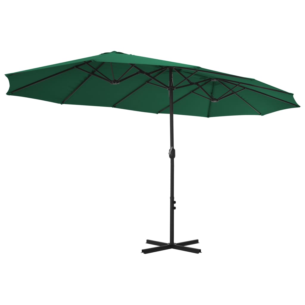 Vanjski suncobran s aluminijskim stupom 460 x 270 cm zeleni