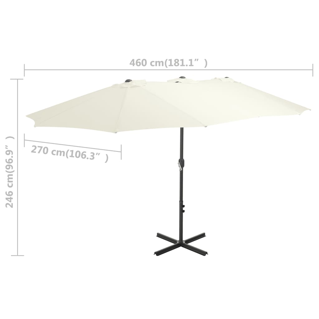Vanjski suncobran s aluminijskim stupom 460 x 270 cm pješčani