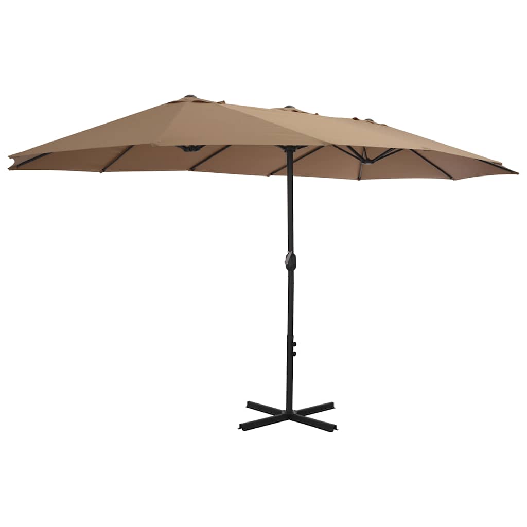 Vanjski suncobran s aluminijskim stupom 460 x 270 cm smeđesivi