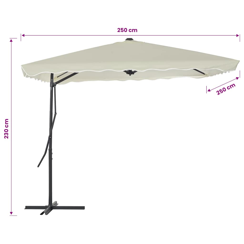 Vanjski suncobran s čeličnim stupom 250 x 250 cm boja pijeska