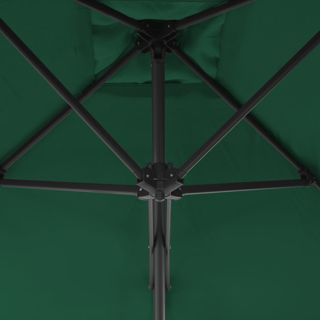 Vanjski suncobran s čeličnim stupom 300 cm zeleni