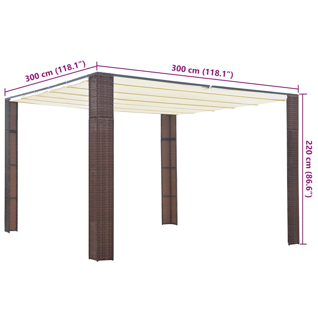 Sjenica s krovom od poliratana 300 x 300 x 220 cm smeđa i krem