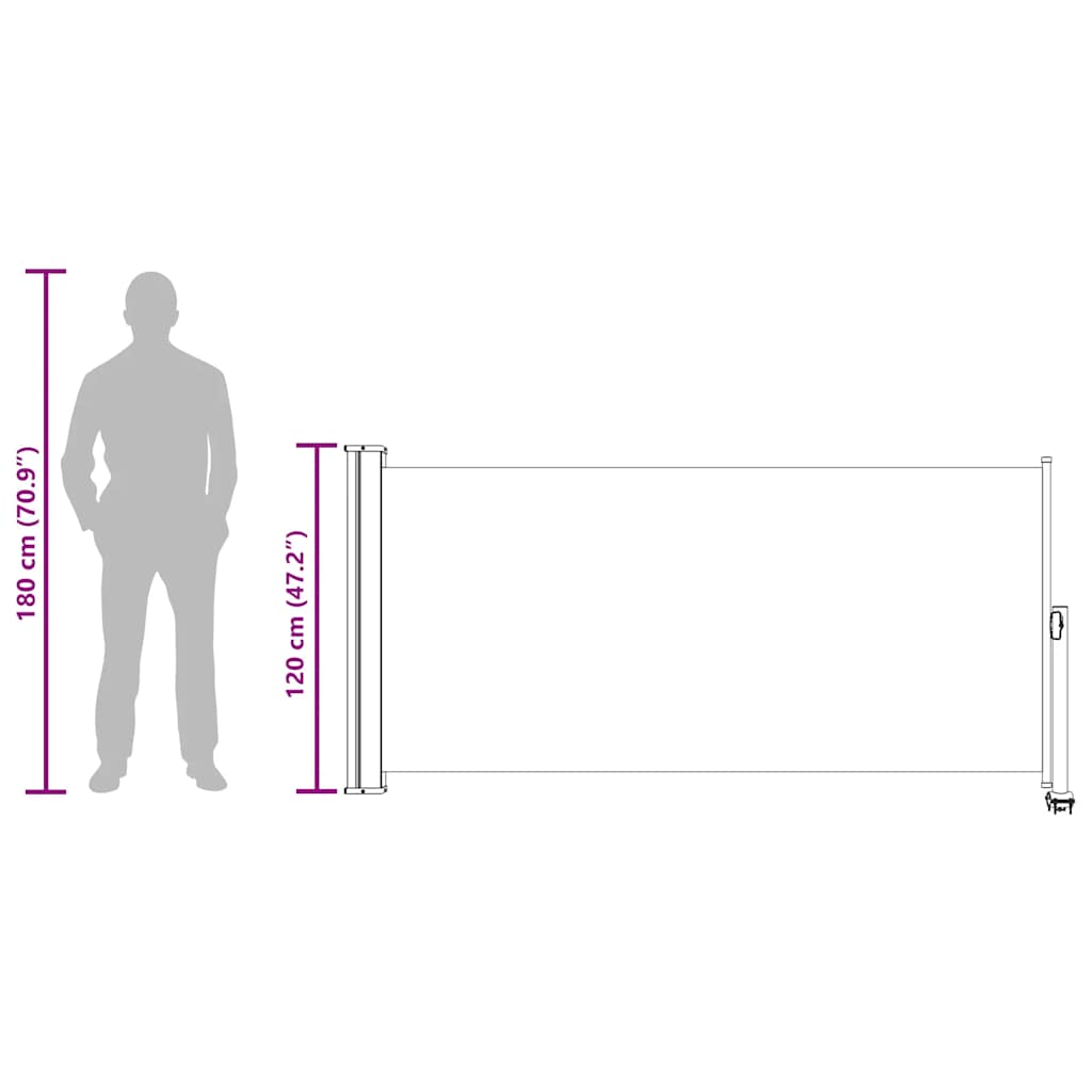 Uvlačiva bočna tenda za terasu 120 x 300 cm crna