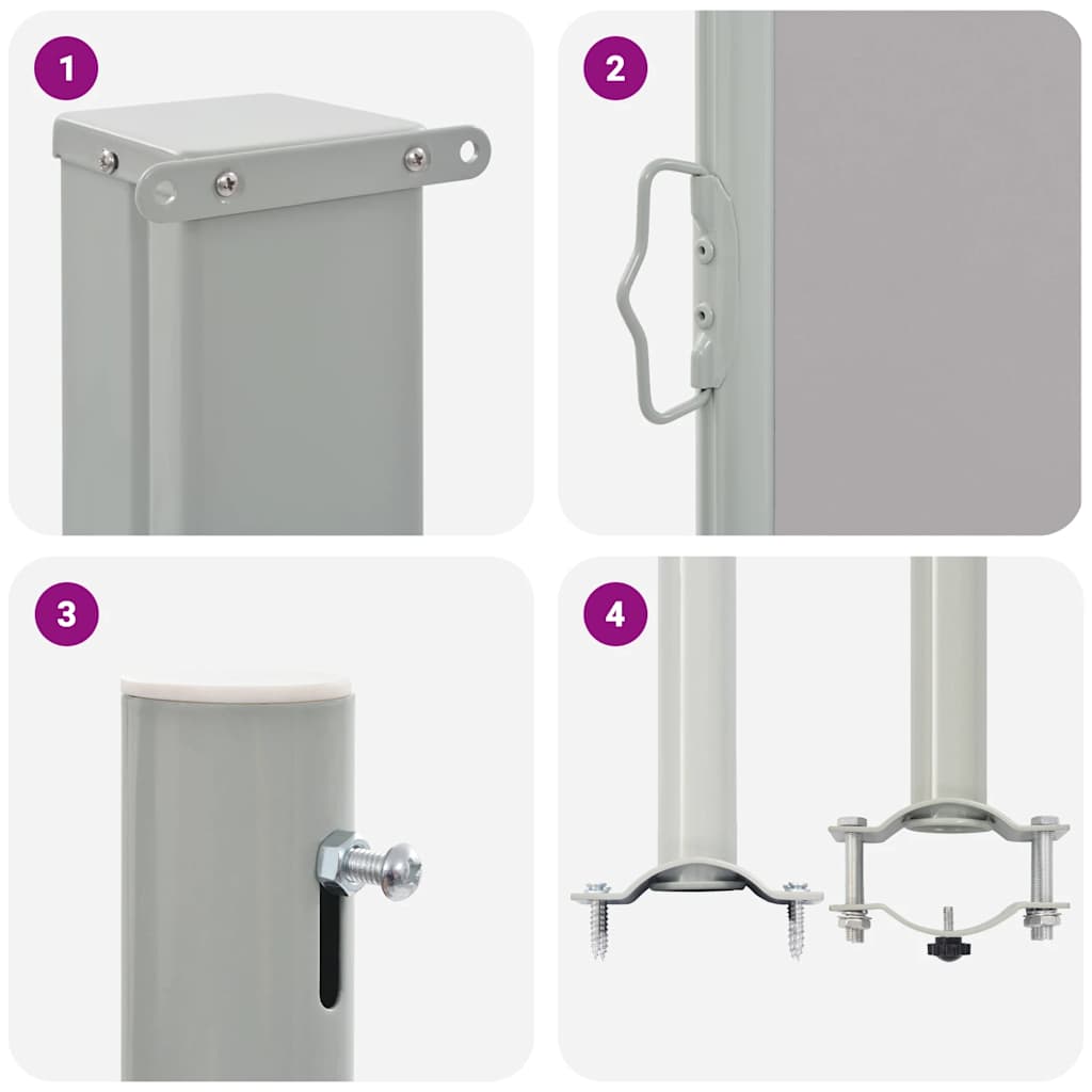 Uvlačiva bočna tenda za terasu 160 x 300 cm siva
