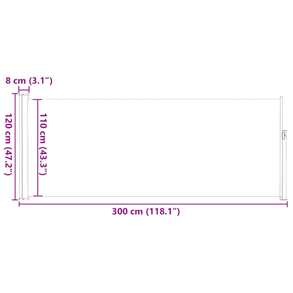Uvlačiva bočna tenda 120 x 300 cm plava