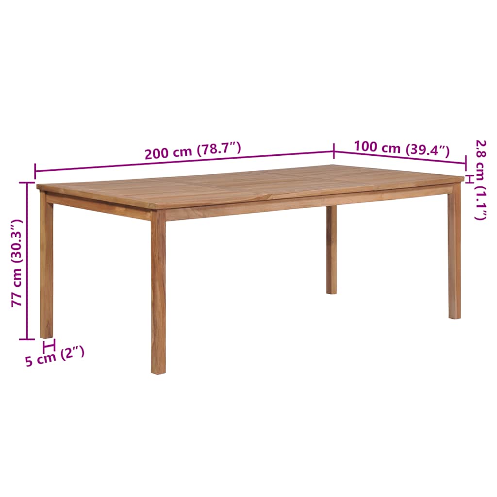 Vrtni stol 200 x 100 x 77 cm od masivne tikovine