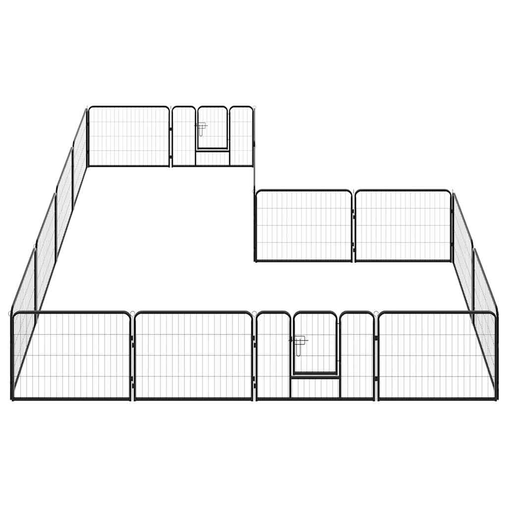 Ograda za pse sa 16 ploča od čelika 60 x 80 cm crna