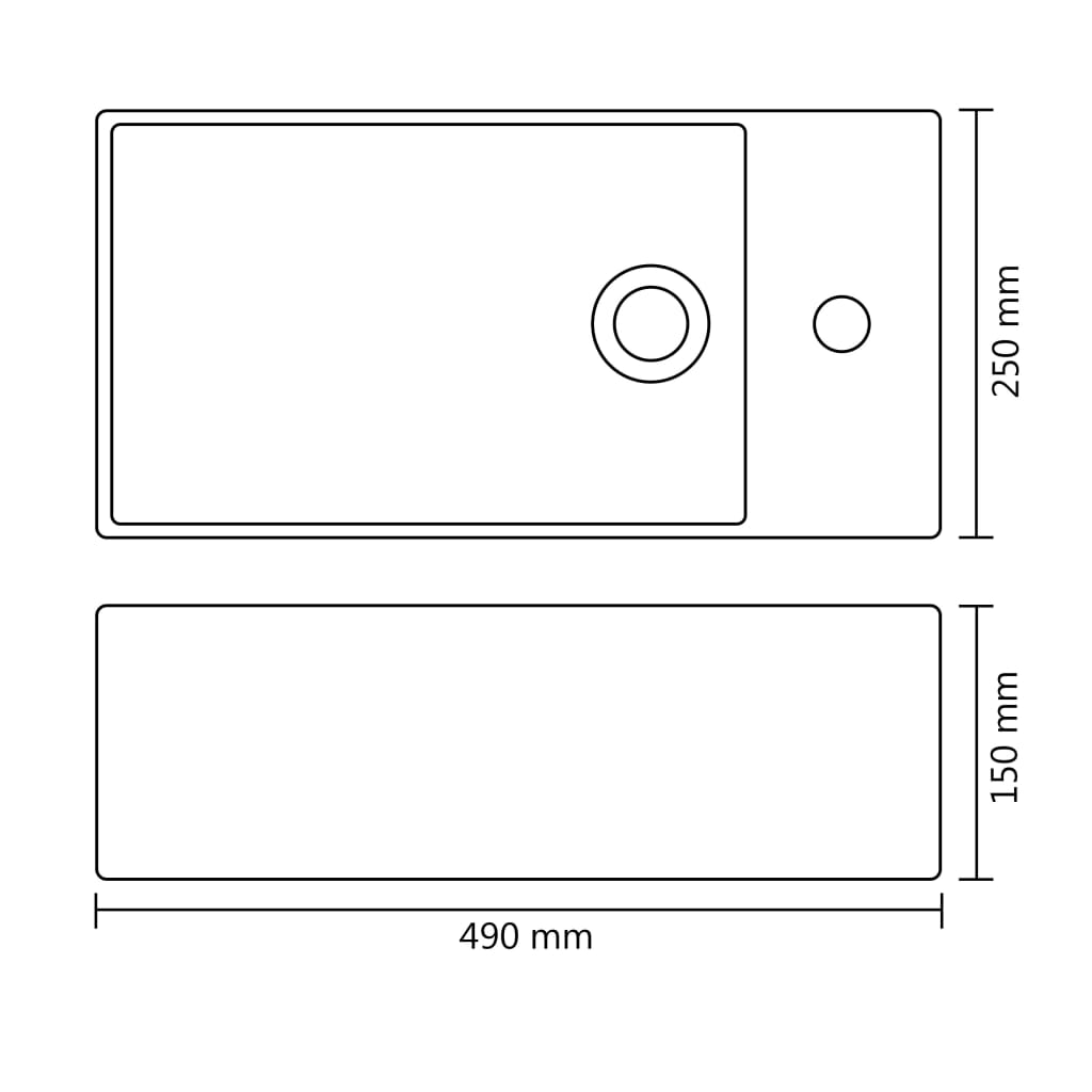 Umivaonik protiv prelijevanja 49 x 25 x 15 cm keramički srebrni