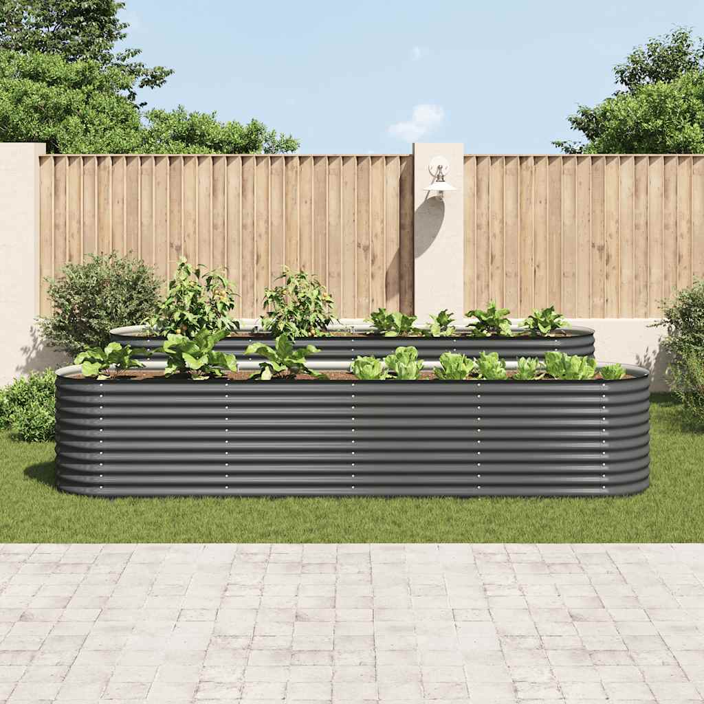 Vrtna sadilica od pocinčanog čelika 400 x 80 x 81 cm siva