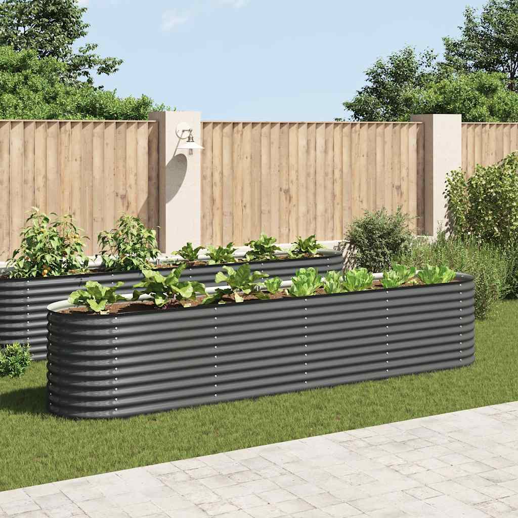 Vrtna sadilica od pocinčanog čelika 400 x 80 x 81 cm siva
