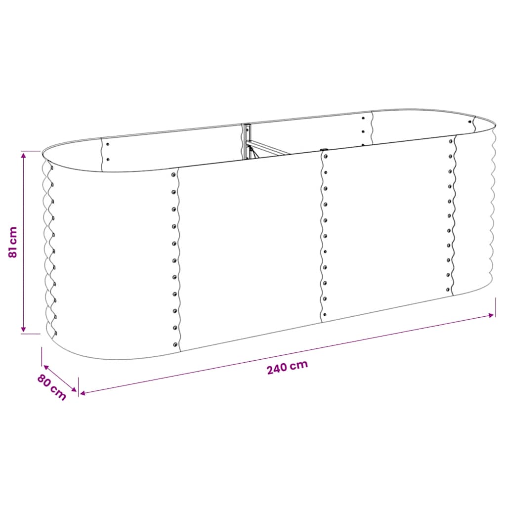 Vrtna sadilica od pocinčanog čelika 240 x 80 x 81 cm siva