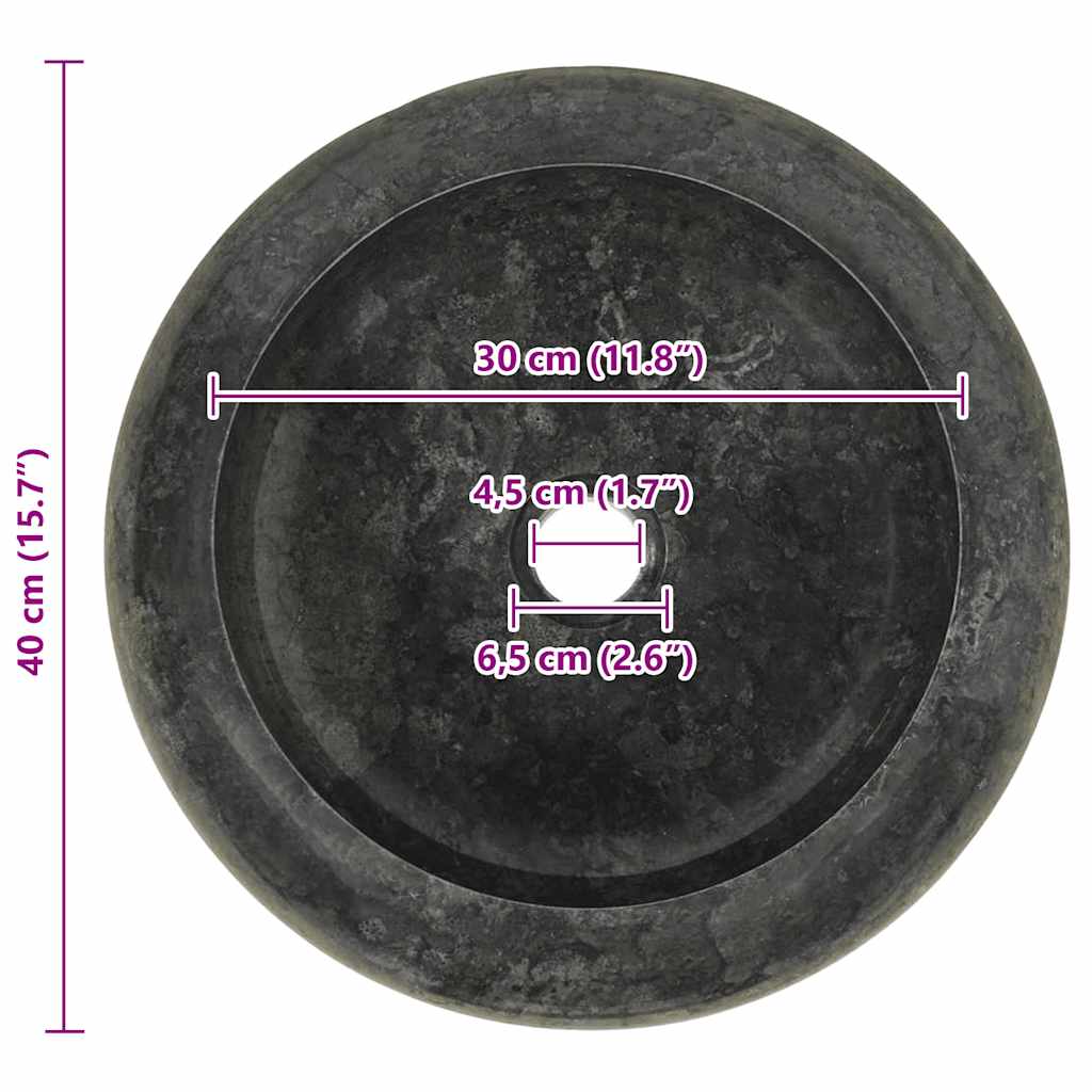 Umivaonik 40 x 12 cm mramorni crni