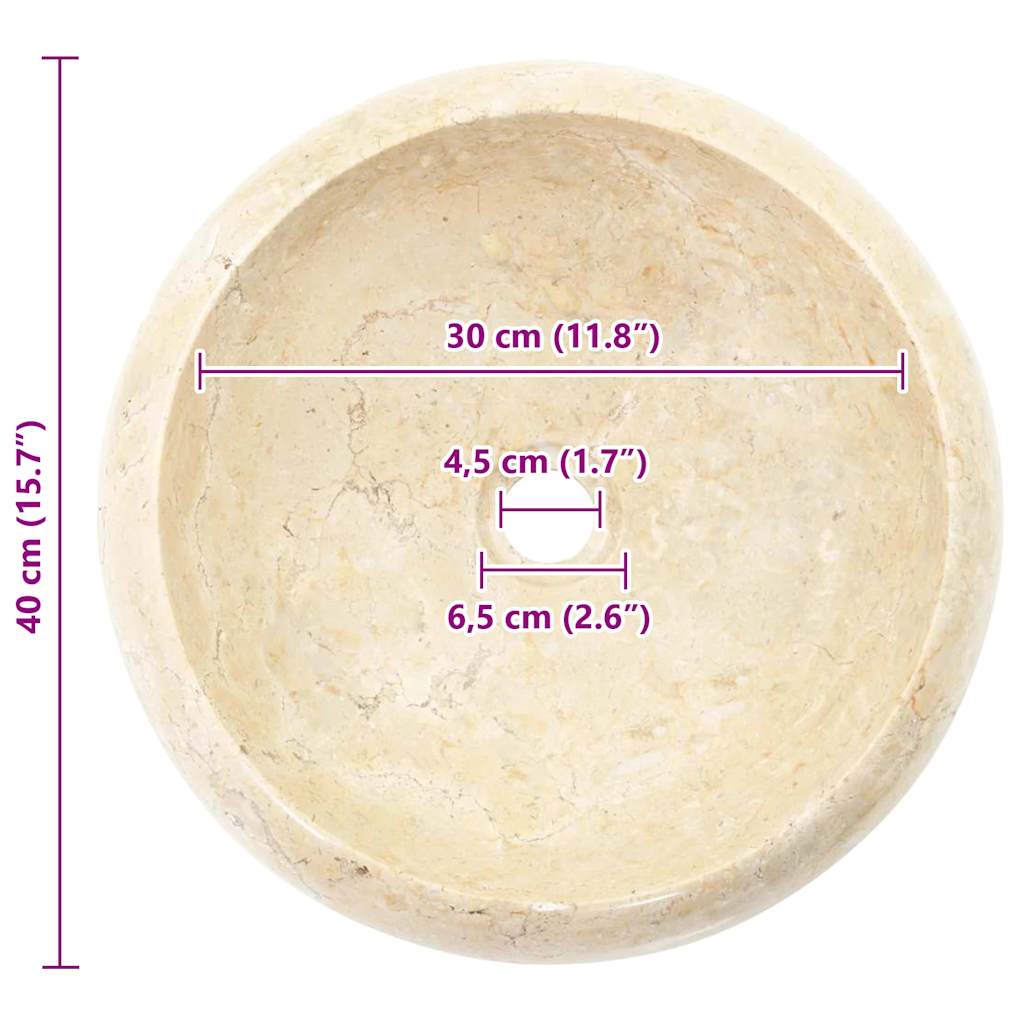 Umivaonik 40 x 12 cm mramorni krem