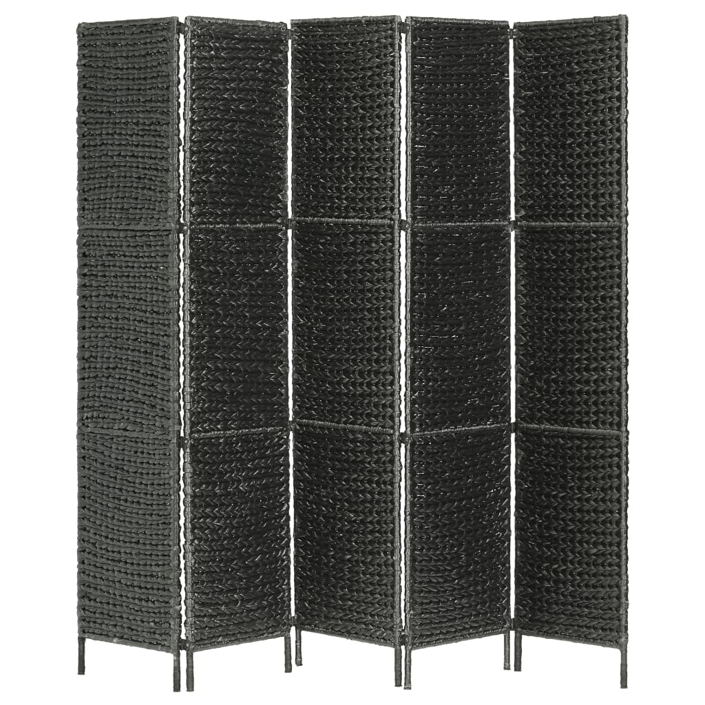 Sobna pregrada s 5 panela crna 193 x 160 cm od vodenog zumbula
