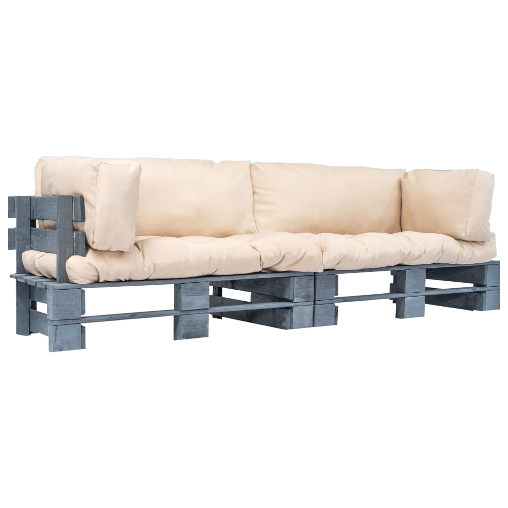 2-dijelni set vrtnih sofa od paleta od borovine s jastucima